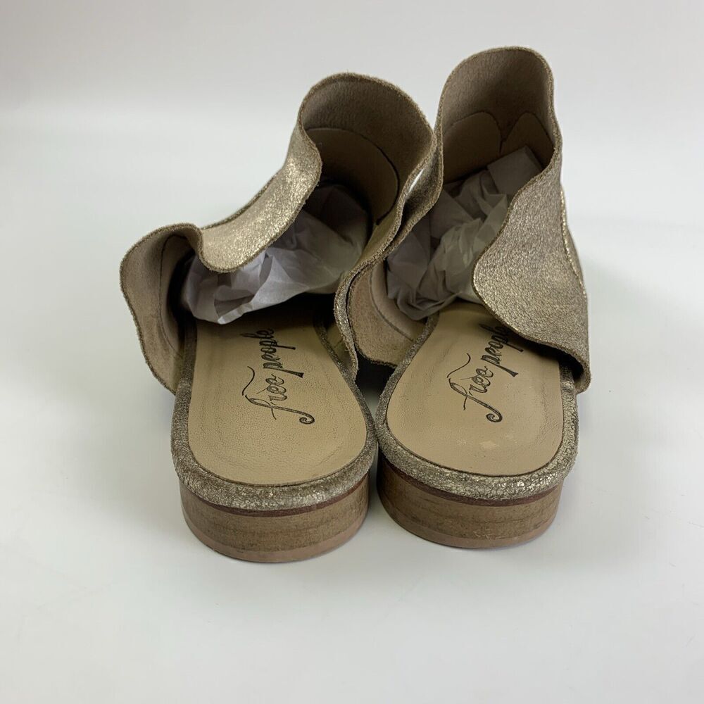 BOGO Free People Sienna SlipOn Mule Ruffle Gold Shimmer Leather Pointed 39.5 9 - Picture 6 of 12
